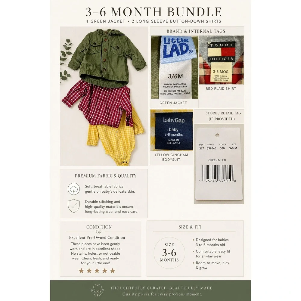 Baby Boys Three to Six Months Bundle Tommy Hilfiger Gap Jacket Plaid Gingham
